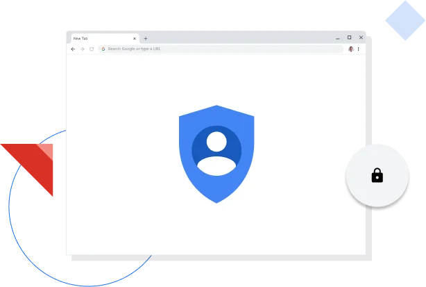 Chrome browser window displaying Google privacy icon.